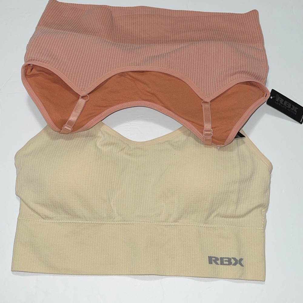 RBX 2 Pack Seamless Ribbed Sport Bra Wireless & Removable Pads Size Large. NWT - Picture 5 of 9